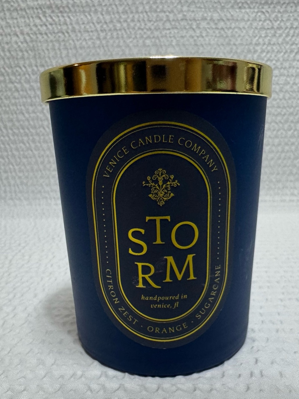STORM Scented Candle - Navy & Gold